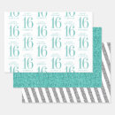 Search for sweet 16 wrapping paper Teal