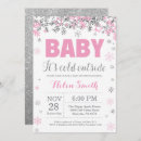 Search for pink and silver baby shower invitations Snowflake