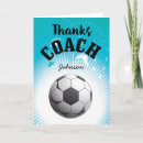 Search for soccer coach thank you cards Blue