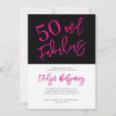 Search for fifty and fabulous birthday invitations Pink black white