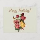 Search for happy birthday with yellow roses postcards Vintage