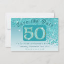 Search for 50th birthday save the dates Glitter