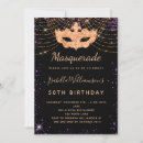 Search for purple masquerade birthday invitations Black