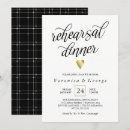 Search for hearts rehearsal dinner invitations Black and white