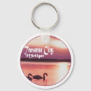 Search for boat at sunset keychains Lake