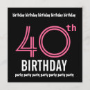 Search for pink and black 40th birthday invitations Trendy