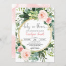 Search for gold baby shower invitations Greenery