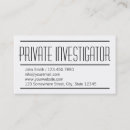 Recherche de investigateur privé cartes visite Détective