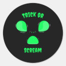 Search for funny green alien stickers Halloween