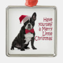 Search for frenchie ornaments Santa