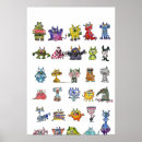 Recherche de monstres mignons posters Drôle