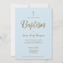 Search for boy christening invitations Blue and gold baptism