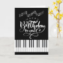 Search for piano birthday cards Black and white