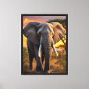 Search for elephant canvas prints Sunset