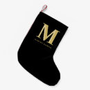 Search for black and gold monogram christmas stockings Modern