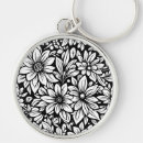 Search for black white flowers keychains Woman