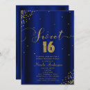 Search for royal blue gold sweet 16 invitations Modern