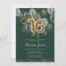 Search for gold green sweet 16 invitations Emerald green party