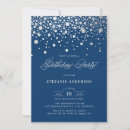 Search for navy blue silver birthday invitations Modern
