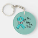 Search for teal ribbon keychains Ovarian cancer