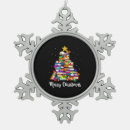 Search for book lover ornaments Santa