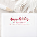 Search for happiness return address labels Red and white