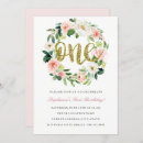 Search for floral wreath birthday invitations Pink