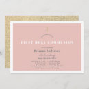 Search for pink and gold first communion invitations Girl