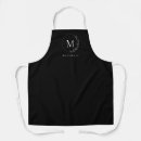 Search for floral monogram aprons Black and white