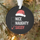 Search for sassy ornaments Santa