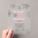Search for winter onederland pink and silver invitations Snowflakes