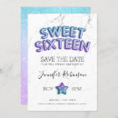 Search for save the date sweet 16 invitations Glitter