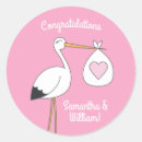 Search for pink stork baby shower stickers Girl