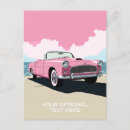 Recherche de voiture rose cartes postales Rétro