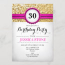 Search for hot pink and gold birthday invitations For her