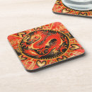 Recherche de dragon chinois dessous de verres Rouge