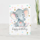 Search for baby girl 1st birthday cards Elephant