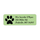 Search for green paw print return address labels Black