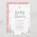 Search for pink and silver baby shower invitations Winter