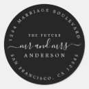 Search for return address round wedding stickers Black and white