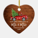 Search for wood heart ornaments Just married