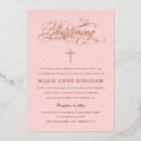 Search for foil christening invitations Blush pink
