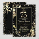 Search for 75th with diamonds birthday invitations Gold