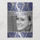 Search for blue floral sweet 16 invitations Silver