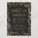 Search for black and yellow sweet 16 invitations Gold