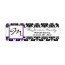 Search for purple damask return address labels Black