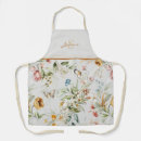 Search for watercolor wildflowers aprons Monogram initial