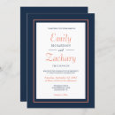Search for navy blue and coral wedding invitations Minimalist