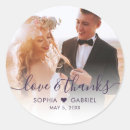 Search for purple thank you wedding stickers Love and thanks