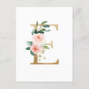 Search for letter e postcards Floral monogram